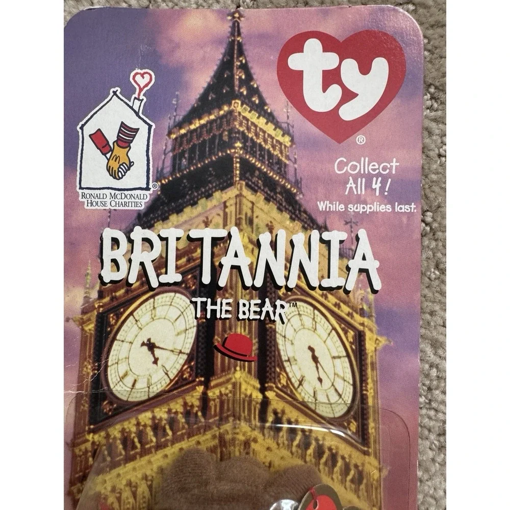 BRITANNIA THE BEAR TY McDonalds Teenie Beanie 1999 Tag Errors Collectible-Rare